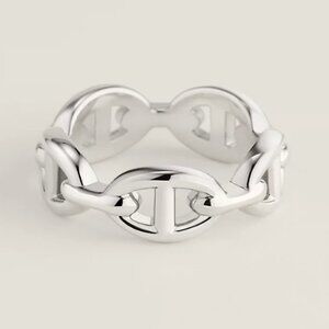 Auth Hermes Chaine d'ancre Enchainee ring (Small Model) Sterling Silver Size 48